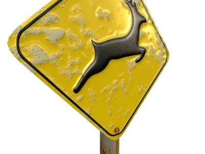 Animal Crossing in Area Road Traffic Sign 3D model