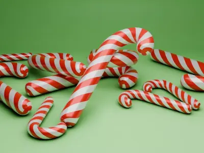 Candy Cane 3D Model 3D model