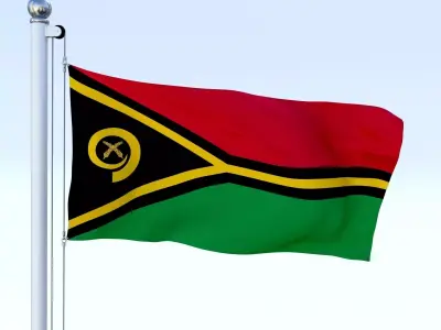 Animated Vanuatu Flag Low-poly 3D model