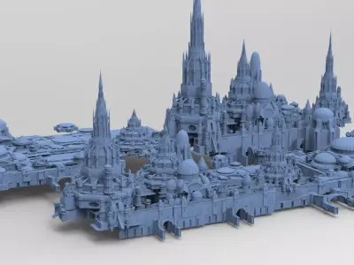 Gondorian castle inspired fort gate 4 models  3D model