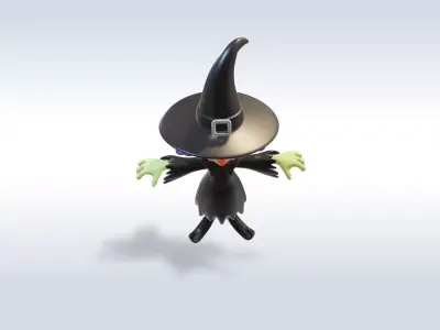 Adorable Witch Halloween Character 3D model purchase