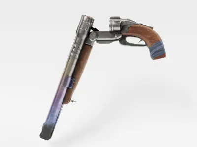  super double-barrel shotgun futuristic weapon of slayer da1 Low-poly 3D model