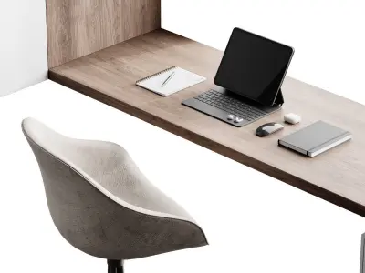 Workplace 4 modern office desk 3D model