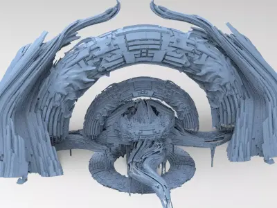 Sci fi Ocean water Temples 3D model