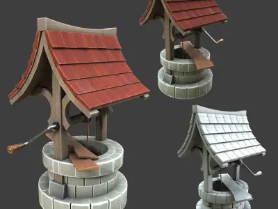 Medeval buildings pack 3d model Low-poly 3D model