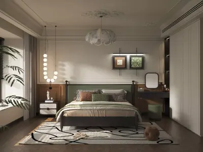 French Style Bedroom Low-poly 3D model