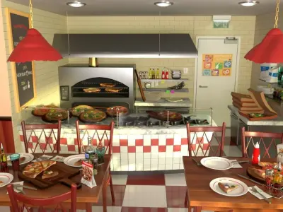 Cartoon Pizzeria 3D model 3D model