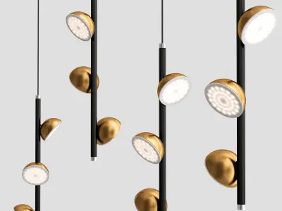 APRIL COLLECTION circular chandelier with gold and balls 3D model