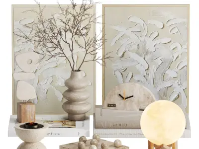 Wabi Sabi Frames and Decorative Set for Office 3D Model Pack