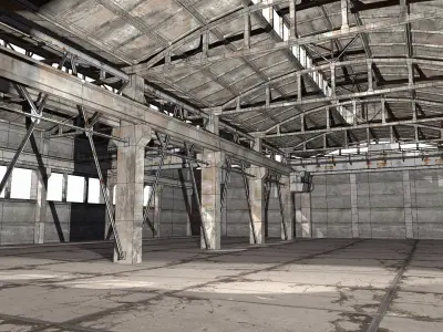 hangar empty warehouse Low-poly 3D model