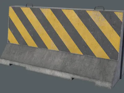 Set of 5 Concrete Barriers Low-poly 3D model