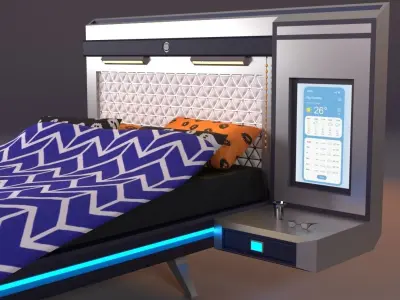 Futuristic Bed Low-poly 3D model