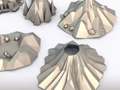 Mountains Low Poly 6 Models 3D model