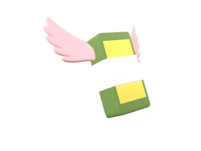 Cartoon Money With Wing V1 009 Low-poly 3D model