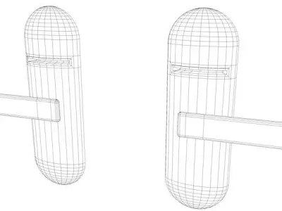 Hotel Door Handle Latch with Roomcard Reader Left and Right Low-poly 3D model