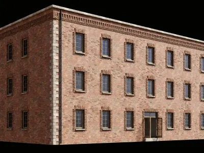 BRICK BUILDING APARTMENT TENEMENT HOUSE CITY TOWN COLLECTION Low-poly 3D model