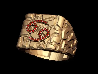 Diamond Cancer Horoscope Zodiac Nugget Ring  3D print model