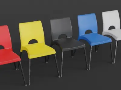 Stackable Plastic Chair Low-poly 3D model