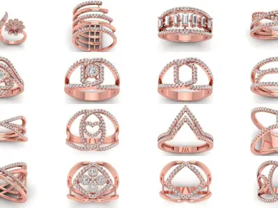 151 Solitaire Rings 3dm STL OBJ FBX  Renders Details Collection 3D Model Pack