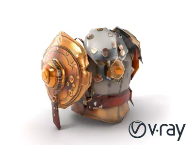 Steampunk Knight Armor Vintage Aesthetic Model Pack Low-poly 3D model