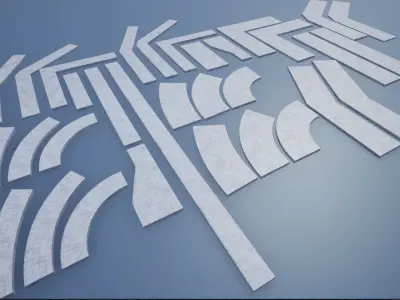 Lowpoly Modular PBR Pavements 2 Low-poly 3D model