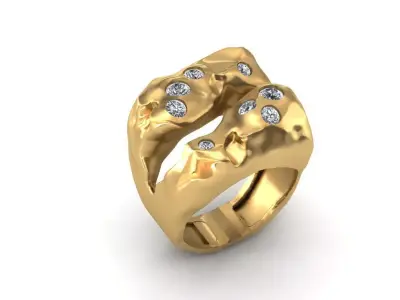 Colored Gemstone Ring- Heavy and Light Versions 3D print model
