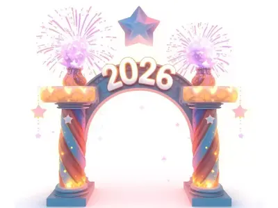 High-Quality 3D Cartoon New Year Portal Gate Low-poly 3D model