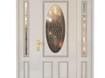 Door with 4 different wood materials Low-poly 3D model