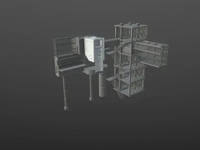 SCIENCE LAUNCH TOWER Low-poly 3D model