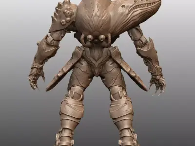 Abyssal Mech Titan Biomechanical Ocean Warrior 3D print model