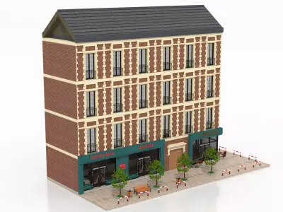 Residential Block Low-poly 3D model