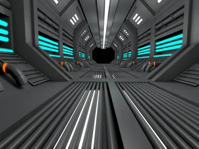 Sci fi Tunnel 3D model 8