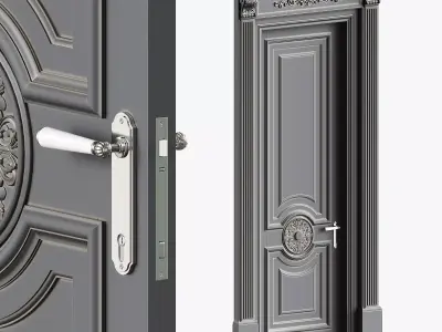 Classic style painted wooden doors 3D model