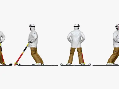 001200 skiman in white jacket khaki pants 3D model