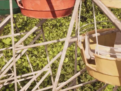 Abandoned Amusement Park - old destroyed Ferris Wheel Low-poly 3D model
