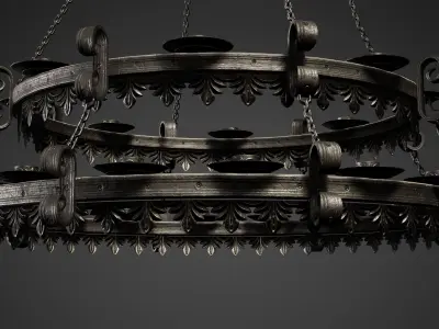 Medieval Chandelier Low Poly Game Ready Low-poly 3D model