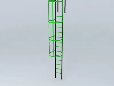 Ladder with safety railing Free 3D model