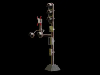 Railway Crossing - PBR Low-Poly 3D model Low-poly 3D model