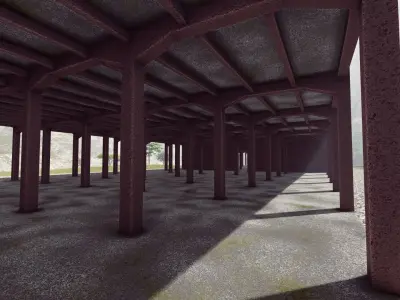 Detailed Building cocrete office  Exterior 3Dsmax - Revit Low-poly 3D model