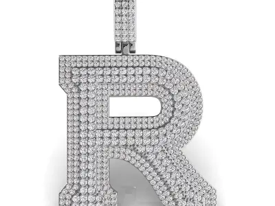 Alphabet Latter R Diamond Pendent 3D print model