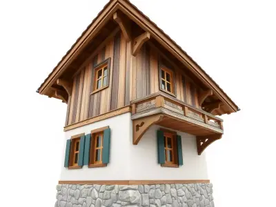 Rustic Chalet Exterior model pack Low-poly 3D model