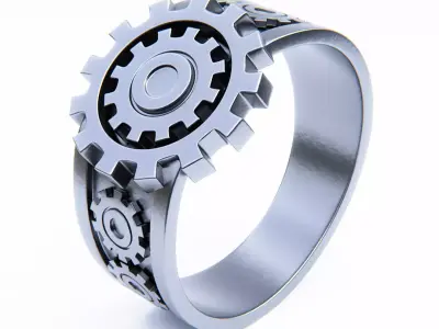 Mechanical Gear Ring - Futuristic Industrial Jewelry Design 3D print model purchase