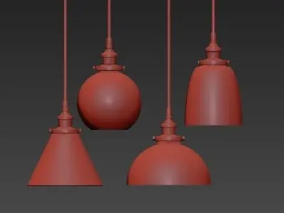 RH pendant lights loft 2 3D model