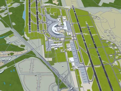 Sapporo New Chitose Airport 12km Low-poly 3D model