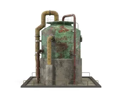 Rusty Industrial Tank Low-poly 3D model