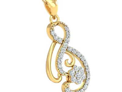 Yellow gold diamond pendent-P3 PS-16 3D print model