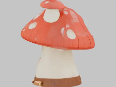 Enchanting mushroom cottage house Low-poly 3D model