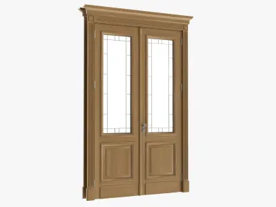 Door classic with glass double 01 3D model
