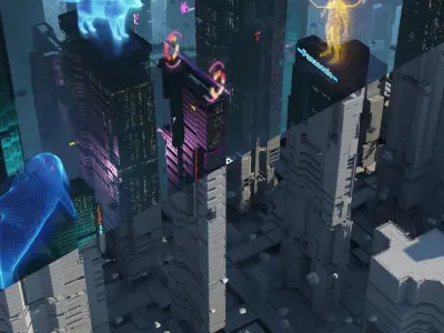 Sci-Fi Cyberpunk Futuristic City Skyscraper Building Cityscape  3D model