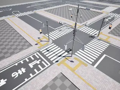 Japanese Roads - Modular Pieces Low-poly 3D model